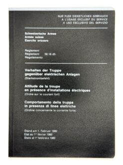 Reglement 58.18 dfi, Verhalten der Truppe gegenüber elektrischen Anlagen (Starkstrombefehl), 1980