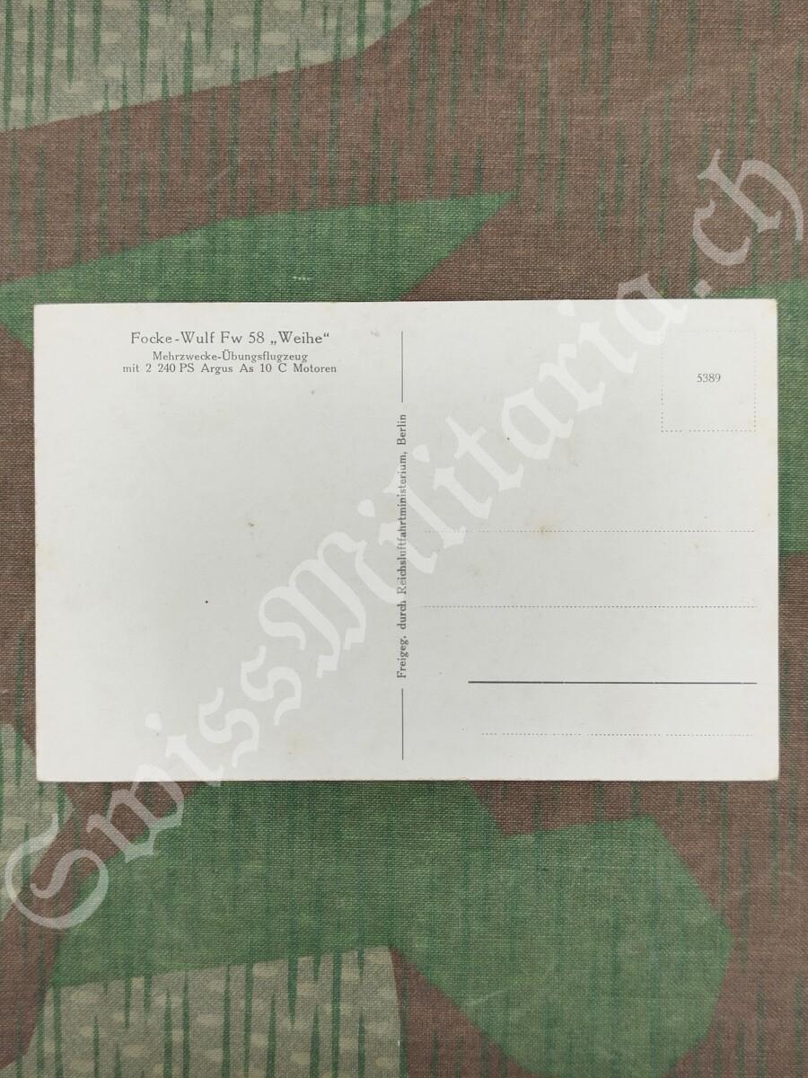 Postkarte, Luftwaffe, Flugzeug Focke-Wulf Fw 58 „Weihe“, Variante 1 – Bild 2