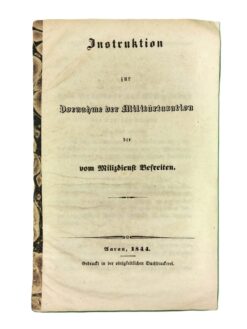 Reglement, Instruktion zur Vornahme der Militärorganisation der vom Milizdienst Befreiten, 1844