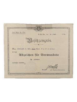 Urkunde, Abzeichen für Verwundete in schwarz