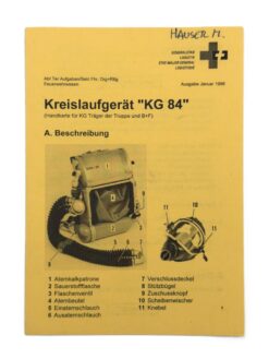Merkblatt, Kreislaufgerät "KG 84" (Handkarte für KG Träger der Truppe und B+F), 1996